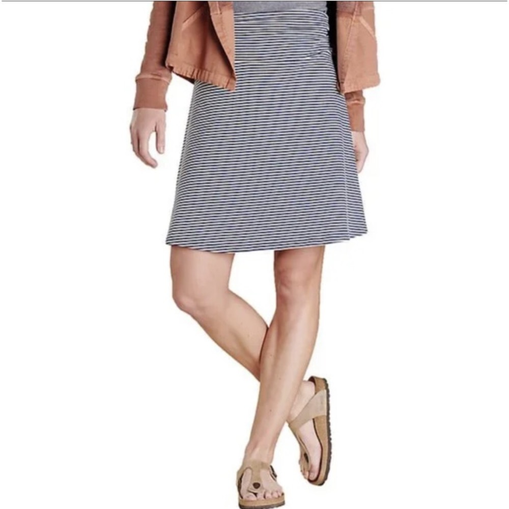 Toad & Co Chaka Skirt in Grey White Stripe Organic Cotton Tencel Size XS